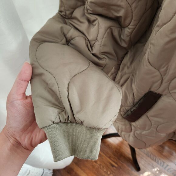 NEW Noisy May Quilted Oversized Jacket Womens M Green Maggy Snap Button Coat - Picture 6 of 14